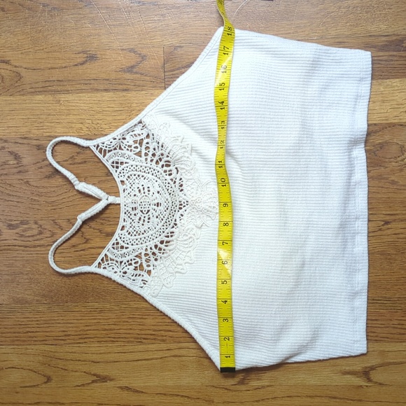 NWT Cropped Lace Detailing White Ribbed Tank Top Juniors Size XL SO Brand - Picture 6 of 12